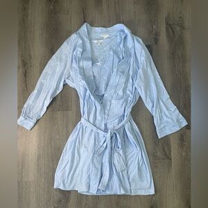 Charter Club Blue Paisley Robe Pijama set of 2pc